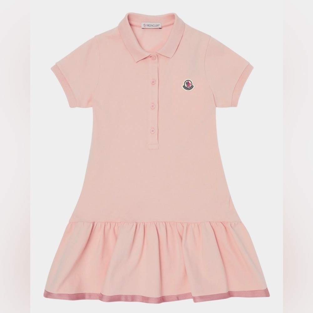 Moncler Girl's Drop-Waist Short-Sleeve Polo Dress, Size 14
